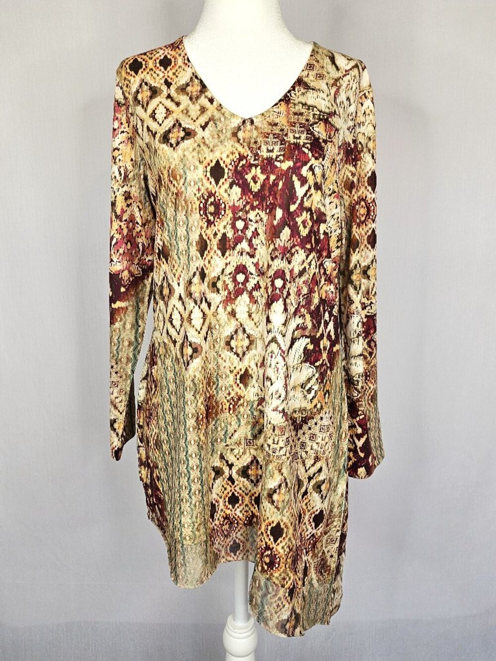Chico's Asymmetrical Tunic Top | Southwestern Mesh Hem | Size 0